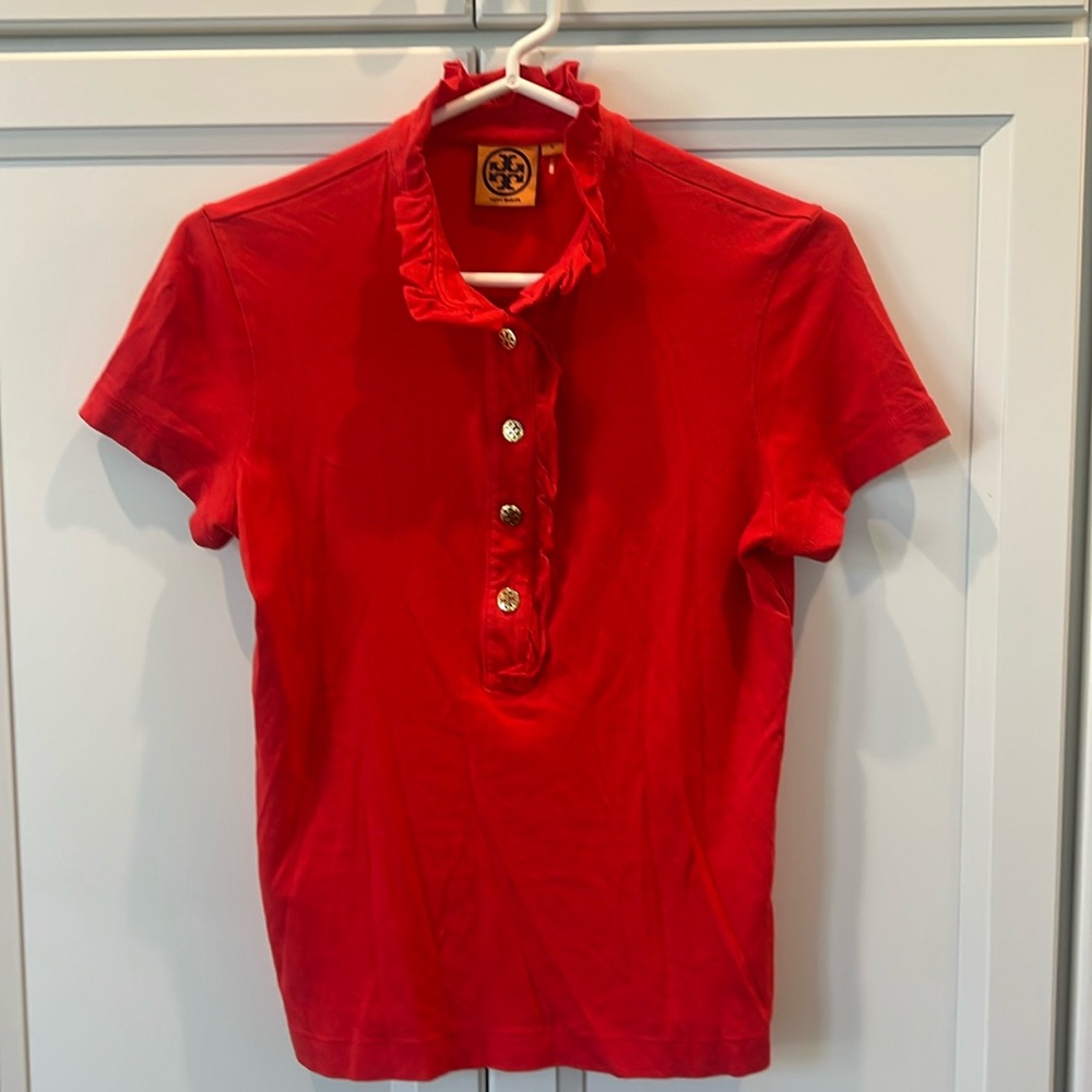 Red polo shirt
